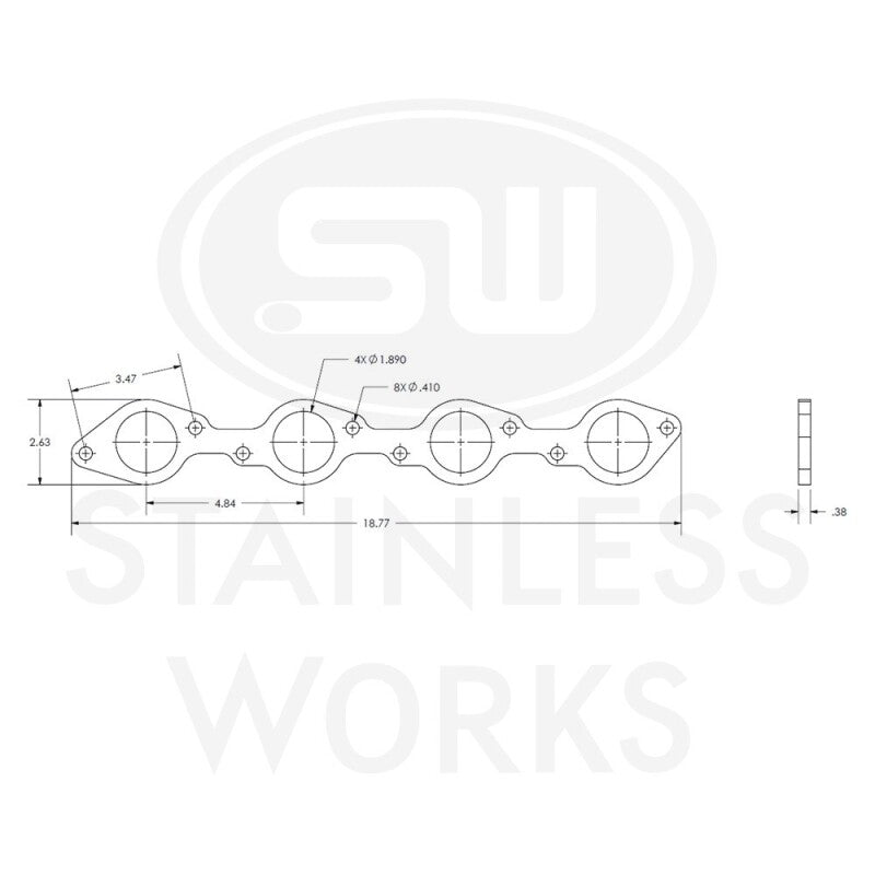 Stainless Works Big Block Chevy Round Port Header 304SS Exhaust Flanges 1-7/8in Primaries