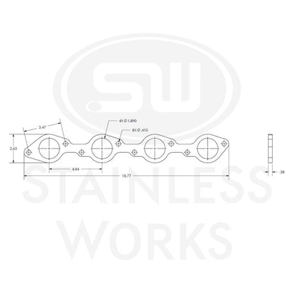 Stainless Works Big Block Chevy Round Port Header 304SS Exhaust Flanges 1-7/8in Primaries
