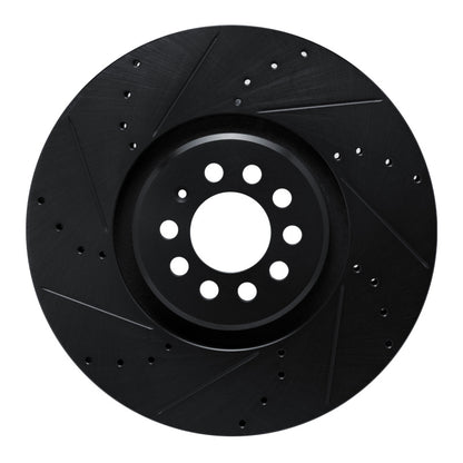 R1 Concepts R1 04-06 Audi TT Quattro Left Front Drilled & Slotted Black Brake Rotor