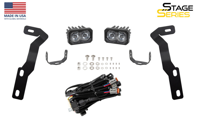 Diode Dynamics 16-21 Toyota Tacoma Stage Series 2in LED Ditch Light Kit - Sport Yellow Combo