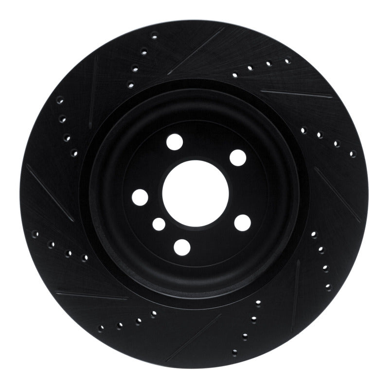 R1 Concepts R1 17-25 BMW 530I Left Rear Drilled & Slotted Black Brake Rotor