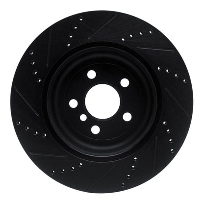 R1 Concepts R1 17-25 BMW 530I Left Rear Drilled & Slotted Black Brake Rotor