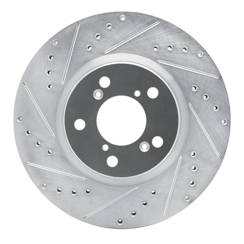 R1 Concepts R1 06-14 Honda Ridgeline Front Left Drilled & Slotted Silver Brake Rotor