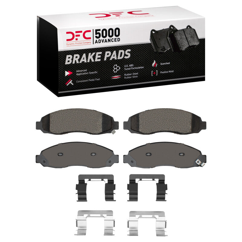 DFC 03-04 Dodge Dakota RWD Front 5000 Advanced Semi Metallic Brake Pads and Hardware Kit