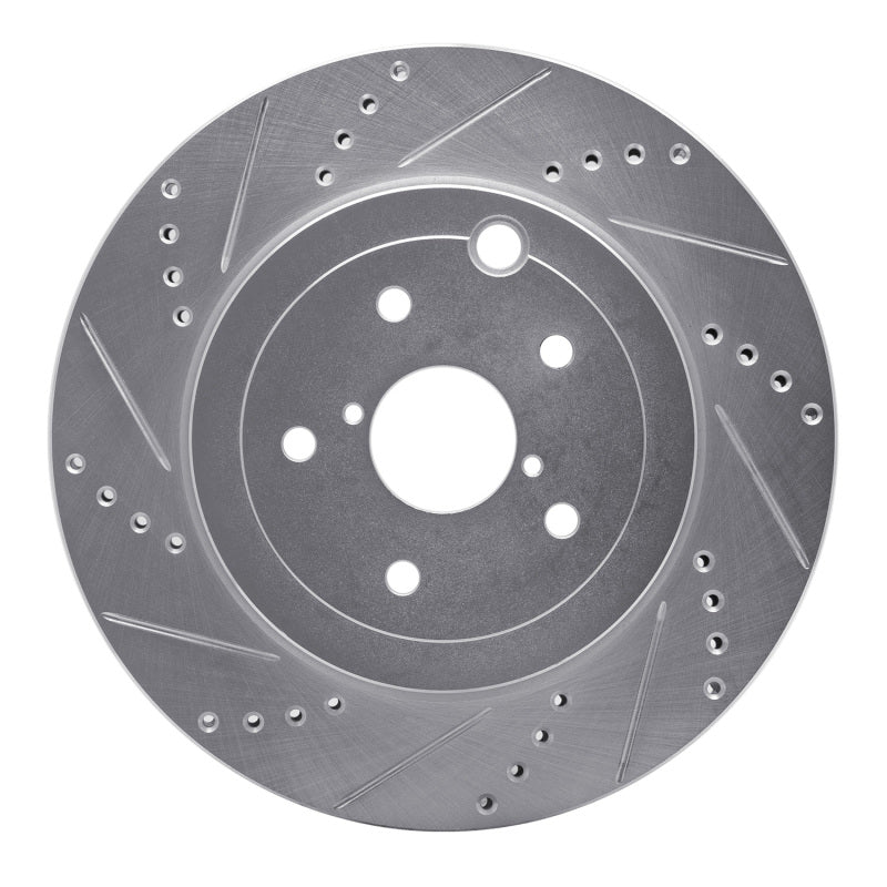 R1 Concepts R1 18-25 Subaru WRX STI Rear Left Drilled & Slotted Silver Brake Rotor