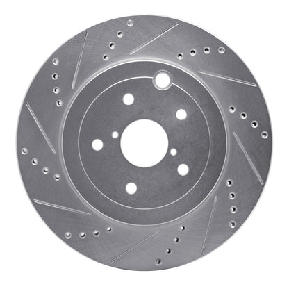 R1 Concepts R1 18-25 Subaru WRX STI Rear Left Drilled & Slotted Silver Brake Rotor