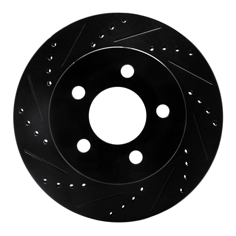 R1 Concepts R1 99-06 Jeep Cherokee Front Left Drilled & Slotted Black Brake Rotor