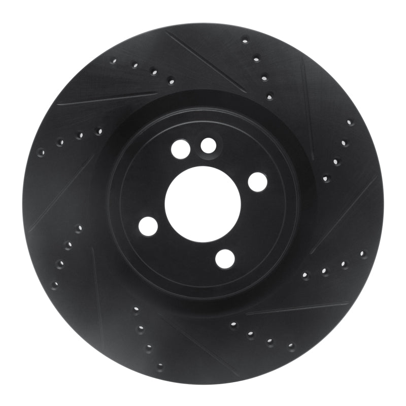R1 Concepts R1 09-14 Mini Cooper (Excl Clubman) Front Right Drilled & Slotted Black Brake Rotor