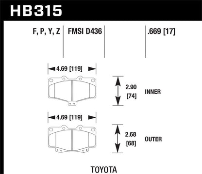 Hawk Performance Hawk 95-98 Toyota Tacoma HPS 5.0 Front Brake Pads