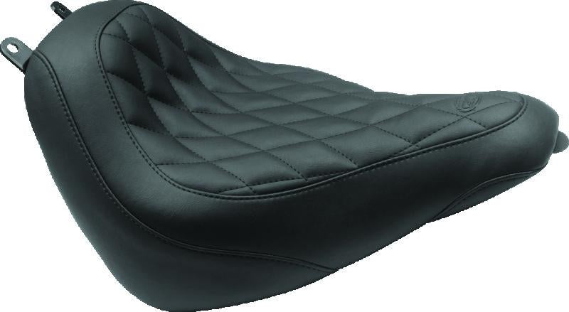 Mustang Motorcycle Mustang 18-21 Harley Heritage Classic, Deluxe Wide Tripper Solo Seat Diamond Stitch - Black