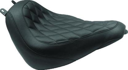 Mustang Motorcycle Mustang 18-21 Harley Heritage Classic, Deluxe Wide Tripper Solo Seat Diamond Stitch - Black
