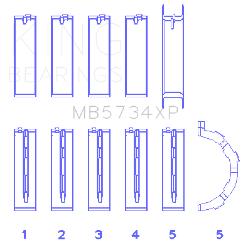 King Engine Bearings Ford Mustang 302 Coyote Performance Main Bearing Set - Size +.026mm