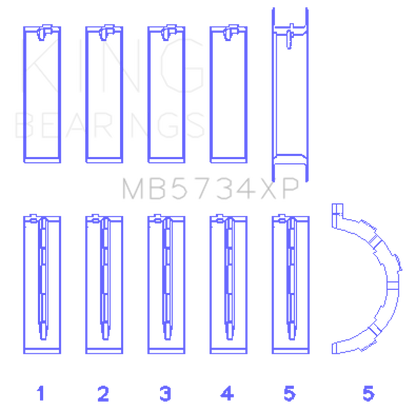 King Engine Bearings Ford Mustang Prod 302 Coyote Performance Main Bearing Set - Size STD