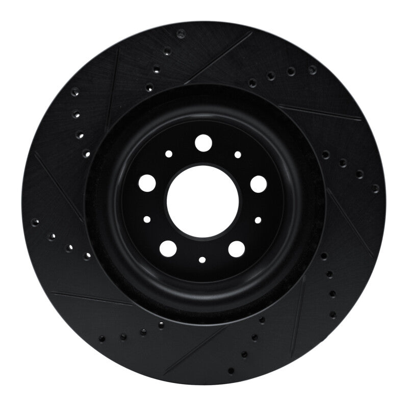 R1 Concepts R1 17-25 Tesla Model 3 Front Right Drilled & Slotted Black Brake Rotor