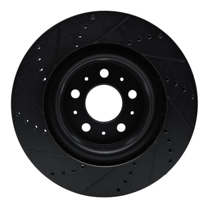 R1 Concepts R1 17-25 Tesla Model 3 Front Right Drilled & Slotted Black Brake Rotor