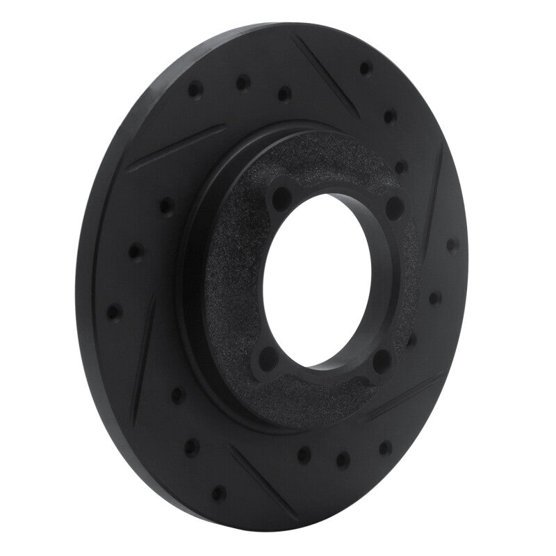 R1 Concepts R1 88-93 Ford Festiva Front Right Drilled & Slotted Black Brake Rotor
