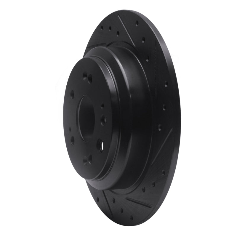 R1 Concepts R1 10-15 Honda Accord Crosstour Rear Right Drilled & Slotted Black Brake Rotor