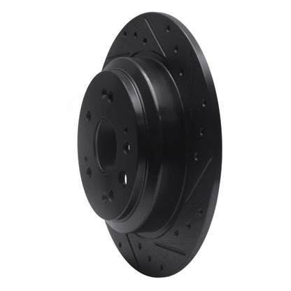 R1 Concepts R1 10-15 Honda Accord Crosstour Rear Right Drilled & Slotted Black Brake Rotor