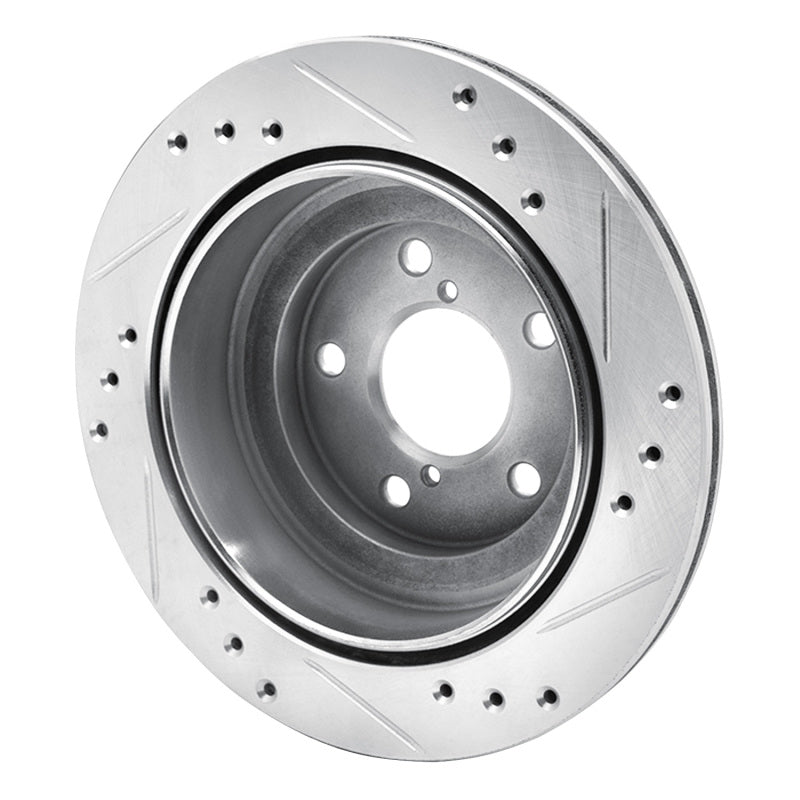 R1 Concepts R1 90-94 Subaru Legacy Rear Left Drilled & Slotted Silver Brake Rotor