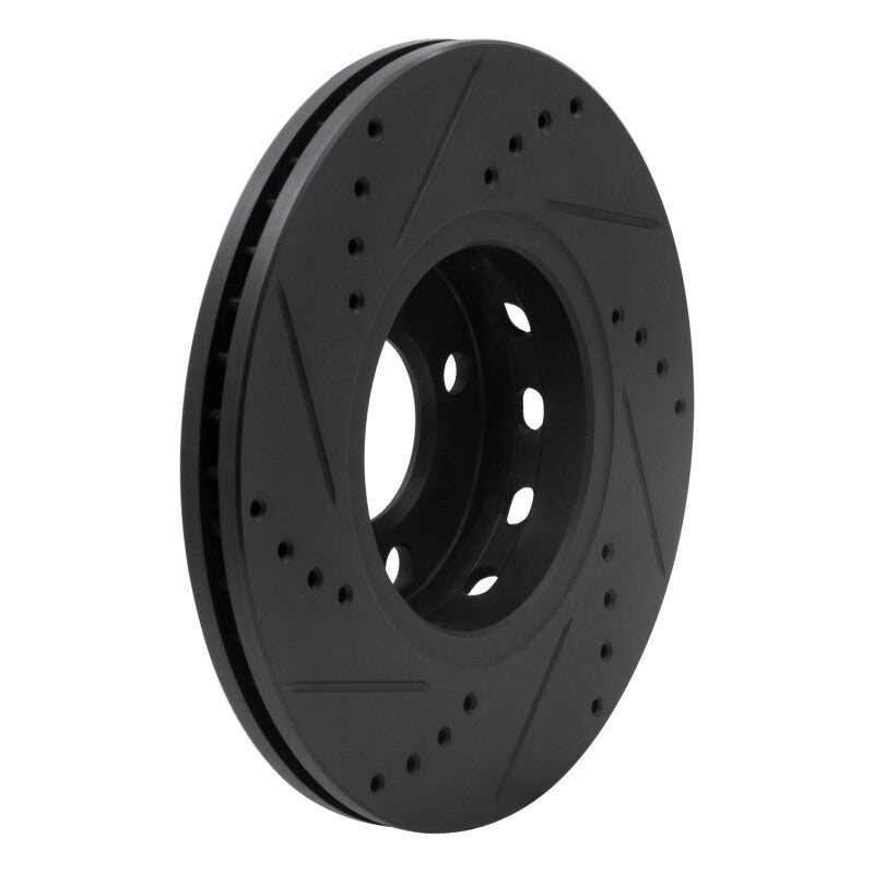 R1 Concepts R1 90-98 Audi Cabriolet Front Right Drilled & Slotted Black Brake Rotor
