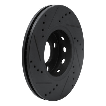 R1 Concepts R1 90-98 Audi Cabriolet Front Right Drilled & Slotted Black Brake Rotor