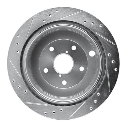 R1 Concepts R1 06-14 Subaru B9 TRIBECA Rear Right Drilled & Slotted Silver Brake Rotor