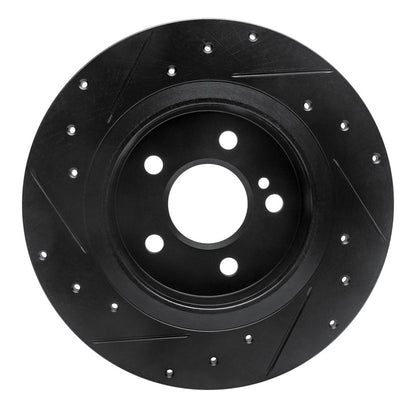 R1 Concepts R1 14-20 Infiniti QX30 Rear Right Drilled & Slotted Black Brake Rotor