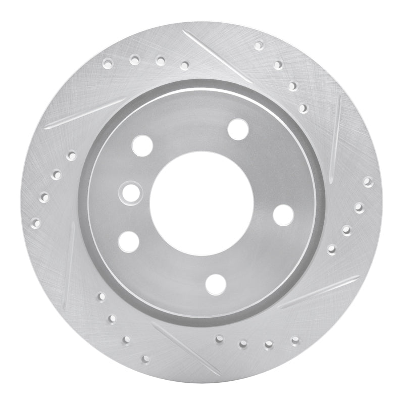 R1 Concepts R1 96-05 BMW 323CI Rear Right Drilled & Slotted Silver Brake Rotor