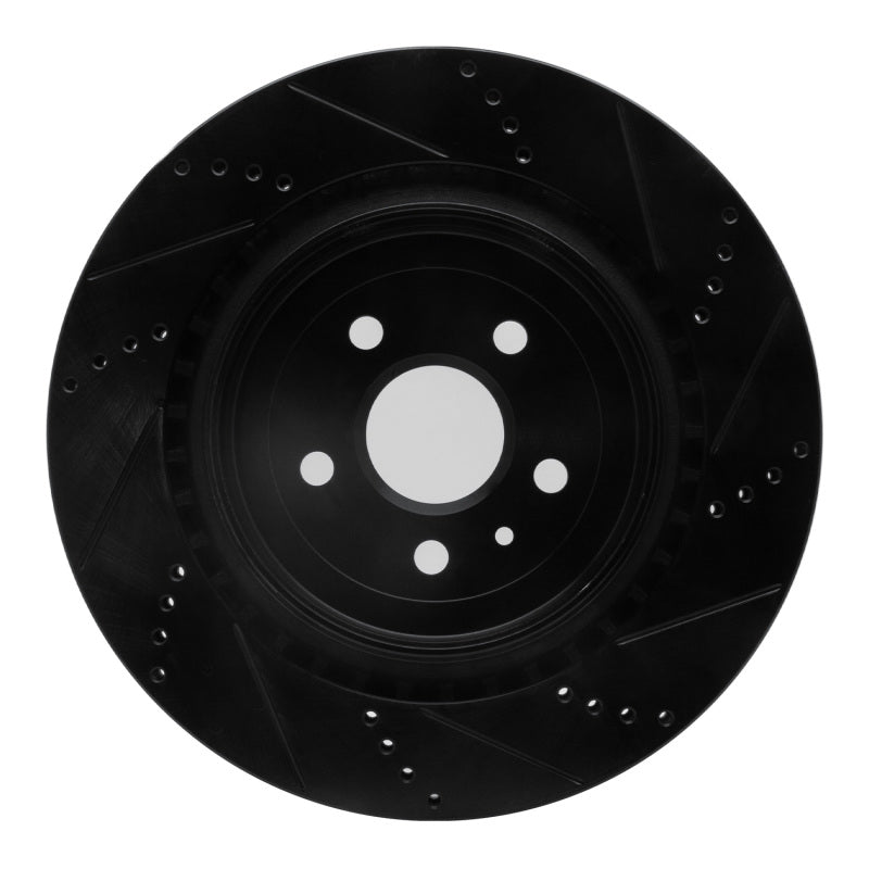 R1 Concepts R1 09-24 Cadillac CTS Rear Left Drilled & Slotted Black Brake Rotor
