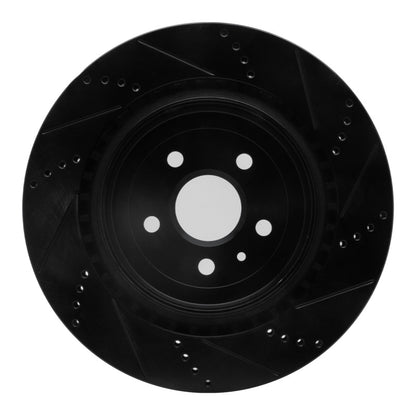 R1 Concepts R1 09-24 Cadillac CTS Rear Left Drilled & Slotted Black Brake Rotor