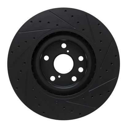R1 Concepts R1 11-25 Lexus IS200T Left Front Drilled & Slotted Black Brake Rotor