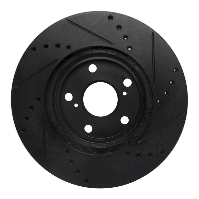 R1 Concepts R1 99-07 Lexus ES330 Front Left Drilled & Slotted Black Brake Rotor