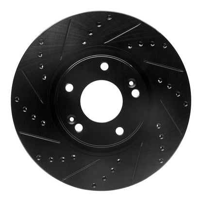 R1 Concepts R1 04-11 Hyundai Azera Front Left Drilled & Slotted Black Brake Rotor
