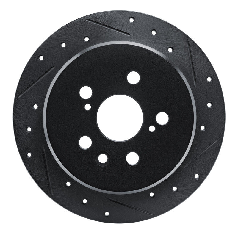 R1 Concepts R1 86-93 Lexus ES250 Rear Right Drilled & Slotted Black Brake Rotor