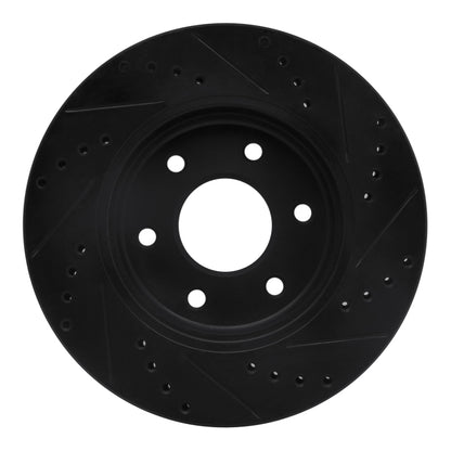 R1 Concepts R1 05-21 Nissan Frontier Front Left Drilled & Slotted Black Brake Rotor
