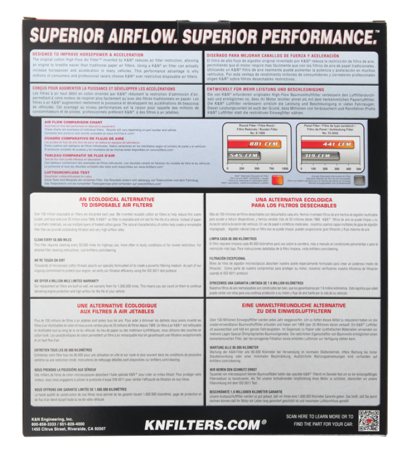 K&N Engineering K&N 19 Porsche 911 3.0L H6 F/I Drop In Replacement Air Filter