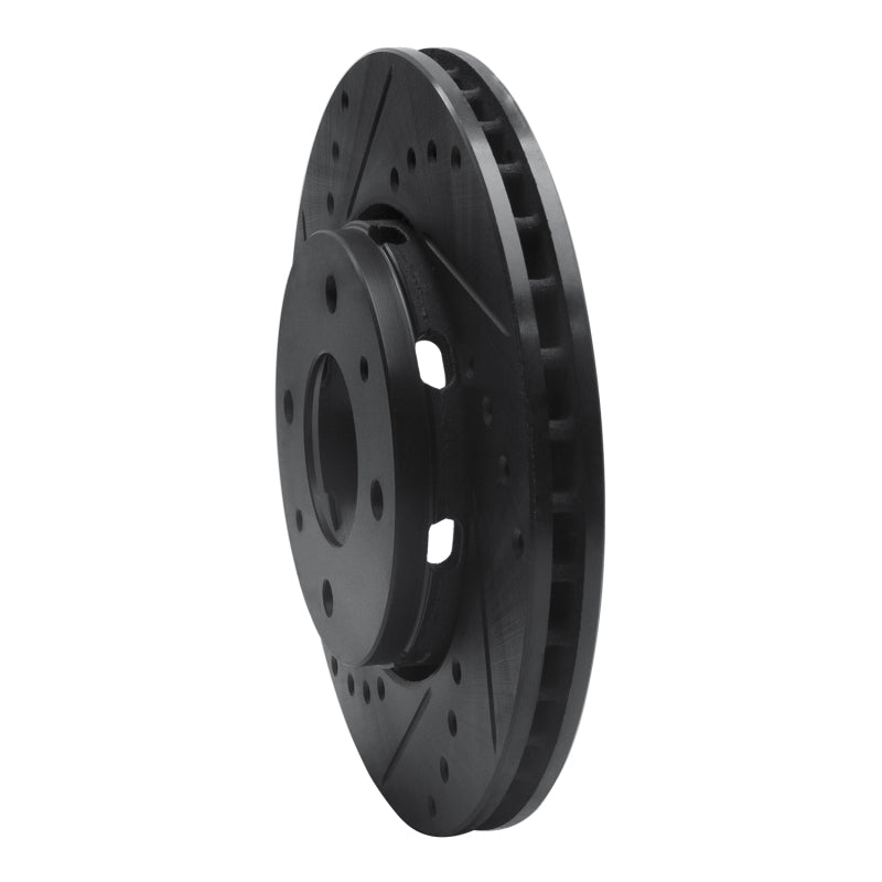R1 Concepts R1 00-04 Volvo S40 Front Left Drilled & Slotted Black Brake Rotor