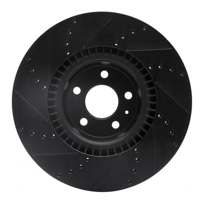 R1 Concepts R1 12-18 Audi A8 Front Right Drilled & Slotted Black Brake Rotor