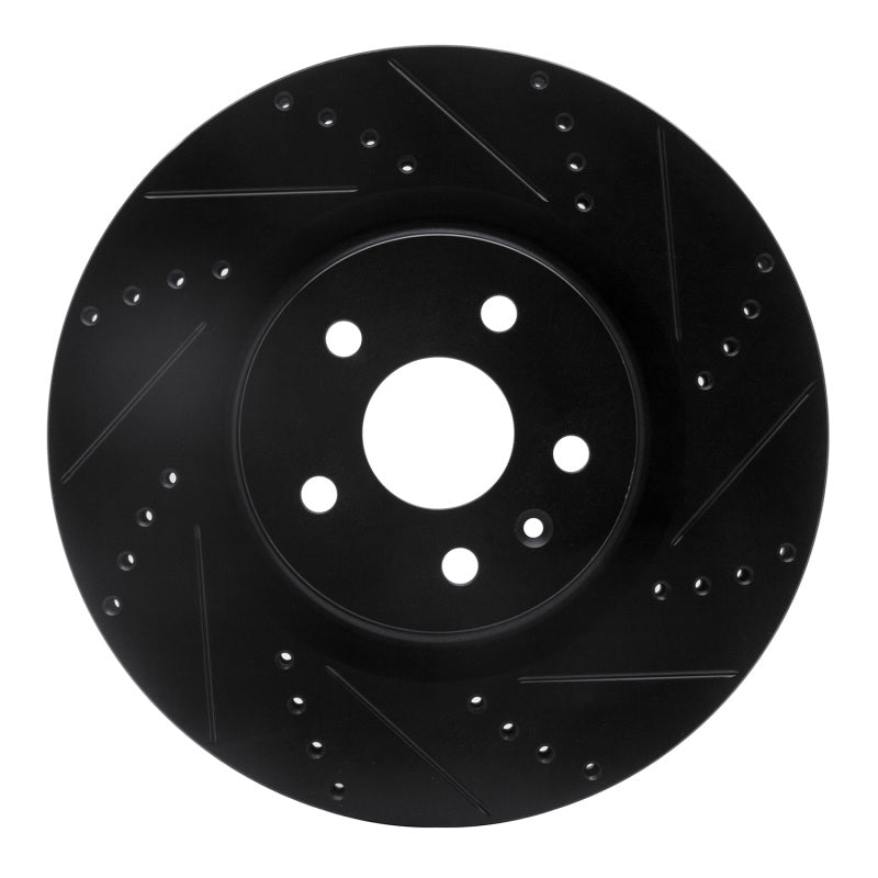 R1 Concepts R1 09-17 Buick Regal Front Right Drilled & Slotted Black Brake Rotor