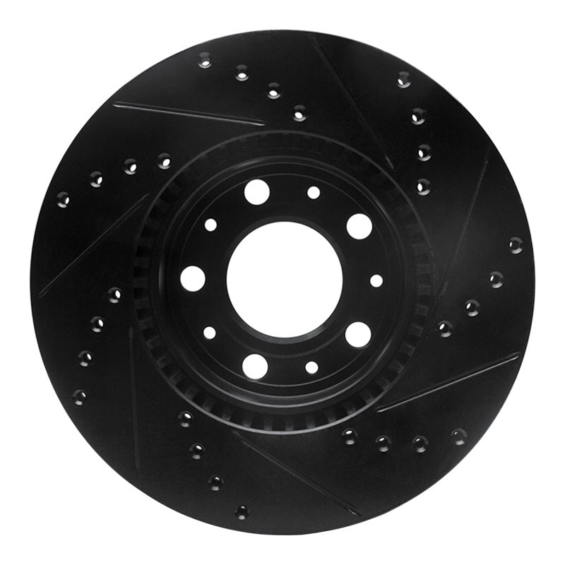 R1 Concepts R1 95-04 Volvo C70 Front Left Drilled & Slotted Black Brake Rotor