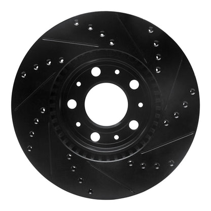 R1 Concepts R1 95-04 Volvo C70 Front Left Drilled & Slotted Black Brake Rotor