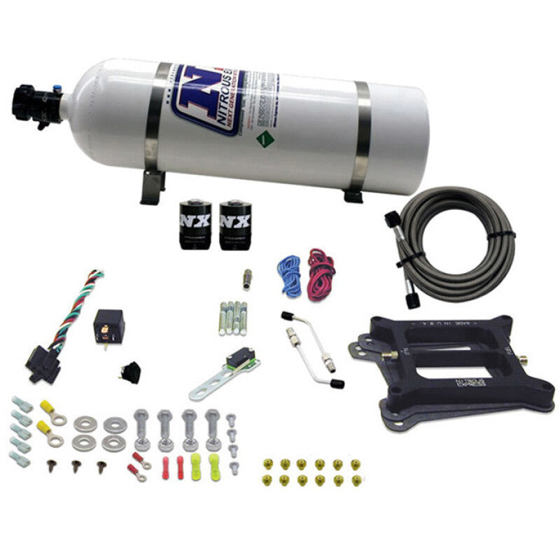 Nitrous Express 4150 4-BBL/Gasoline Nitrous Kit (50-300HP) w/15lb Bottle