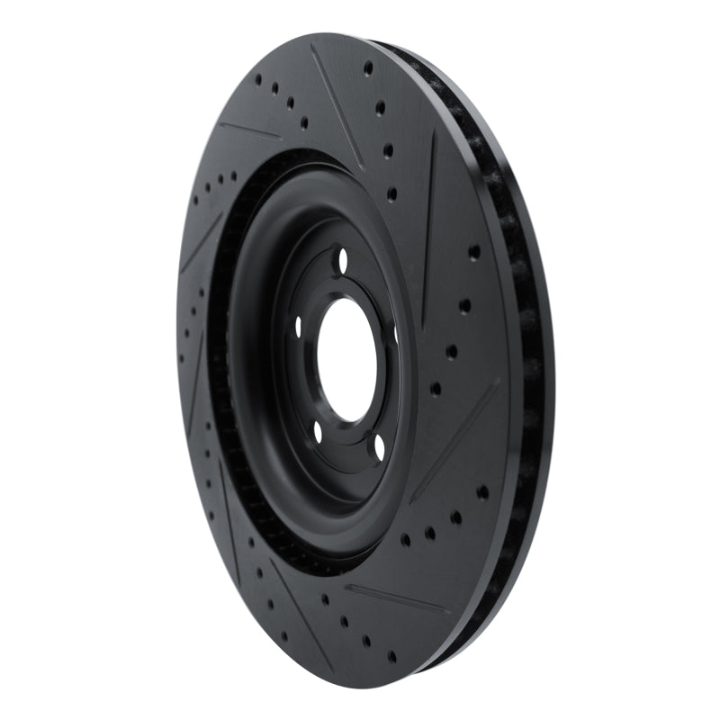 R1 Concepts R1 20-25 Ford Explorer Rear Left Drilled & Slotted Black Brake Rotor