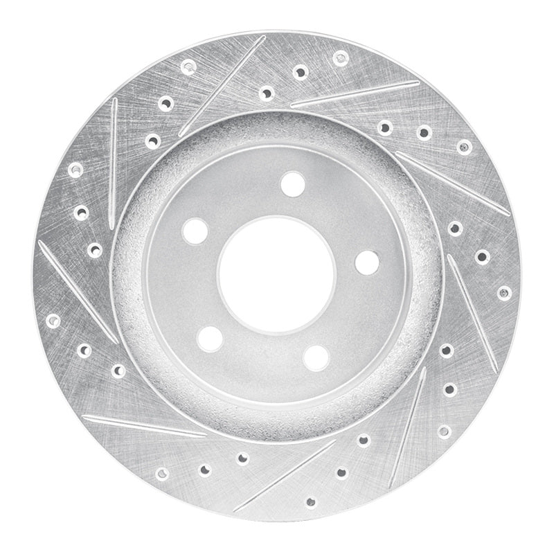 R1 Concepts R1 82-90 Ford Mustang Rear Right Drilled & Slotted Silver Brake Rotor