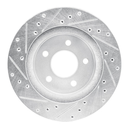 R1 Concepts R1 82-90 Ford Mustang Rear Right Drilled & Slotted Silver Brake Rotor
