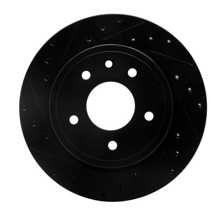 R1 Concepts R1 95-06 Jaguar XJ8 Rear Left Drilled & Slotted Black Brake Rotor