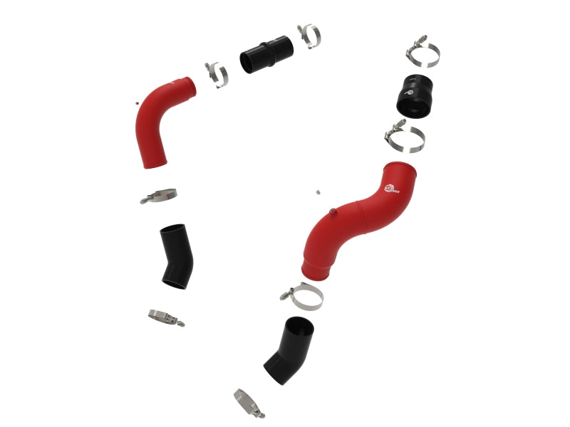 aFe BladeRunner 3in & 3-1/2in AL Hot and Cold Charge Pipe Kit Red RAM Diesel Trucks 25-26 L6-6.7L