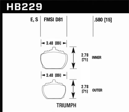 Hawk Performance Hawk 70-73 Triumph Stag Front ER-1 Brake Pads