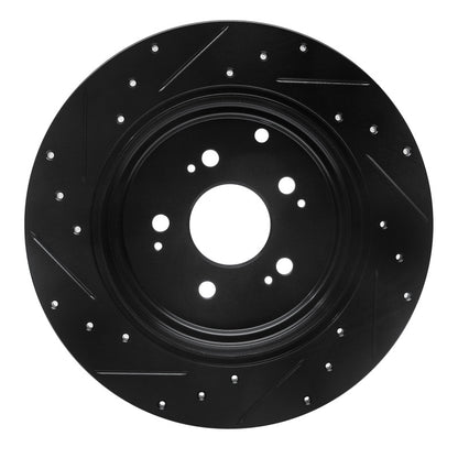 R1 Concepts R1 06-14 Honda Ridgeline Rear Right Drilled & Slotted Black Brake Rotor