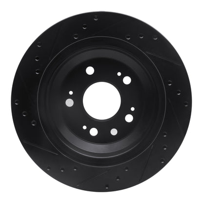 R1 Concepts R1 05-12 Acura RL Rear Right Drilled & Slotted Black Brake Rotor